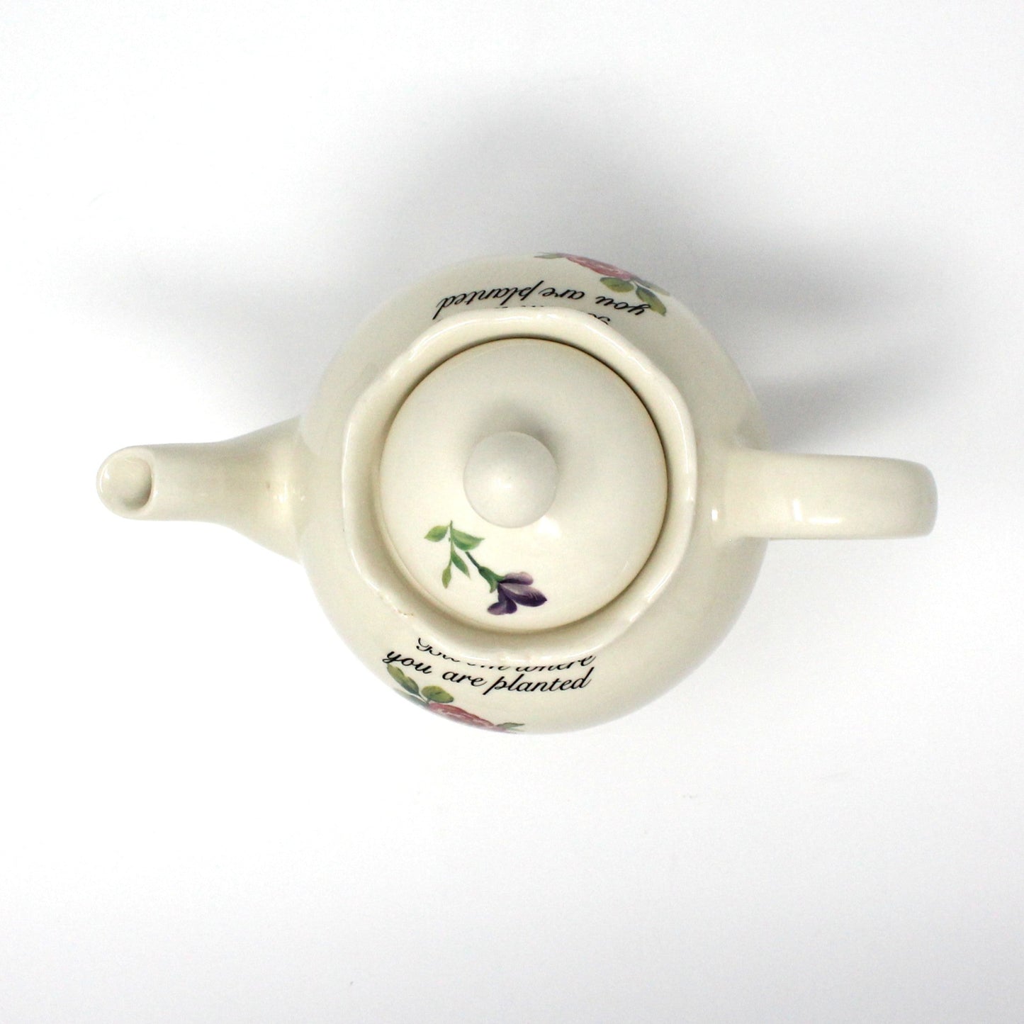 Teapot, Floral, Bloom Where You Are Planted, Martha Vaughn Lily Creek Collection, Pink Roses, 2000's