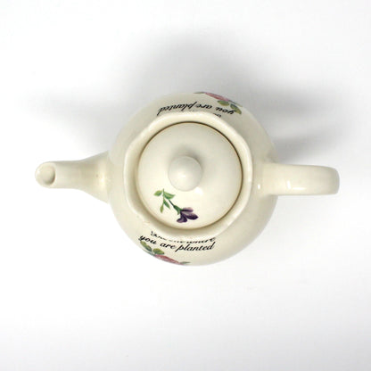 Teapot, Floral, Bloom Where You Are Planted, Martha Vaughn Lily Creek Collection, Pink Roses, 2000's