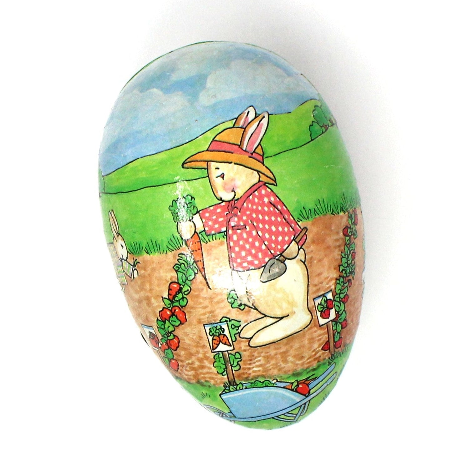 Box Rabbit 1368 Gift Box / Candy Box, Paper Mache Easter Egg Shaped Treat Box, Rabbits ...