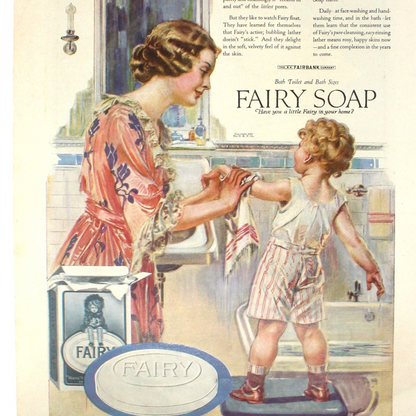 Advertisement, Fairy Soap, 1920 Original Magazine Ad, Fairy Soap Habit, Mother & Child, Antique