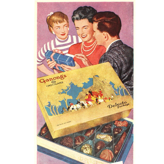 Advertisement, Ganong's Chocolates, To the best of Mothers, Original Magazine Ad, Vintage 1940's