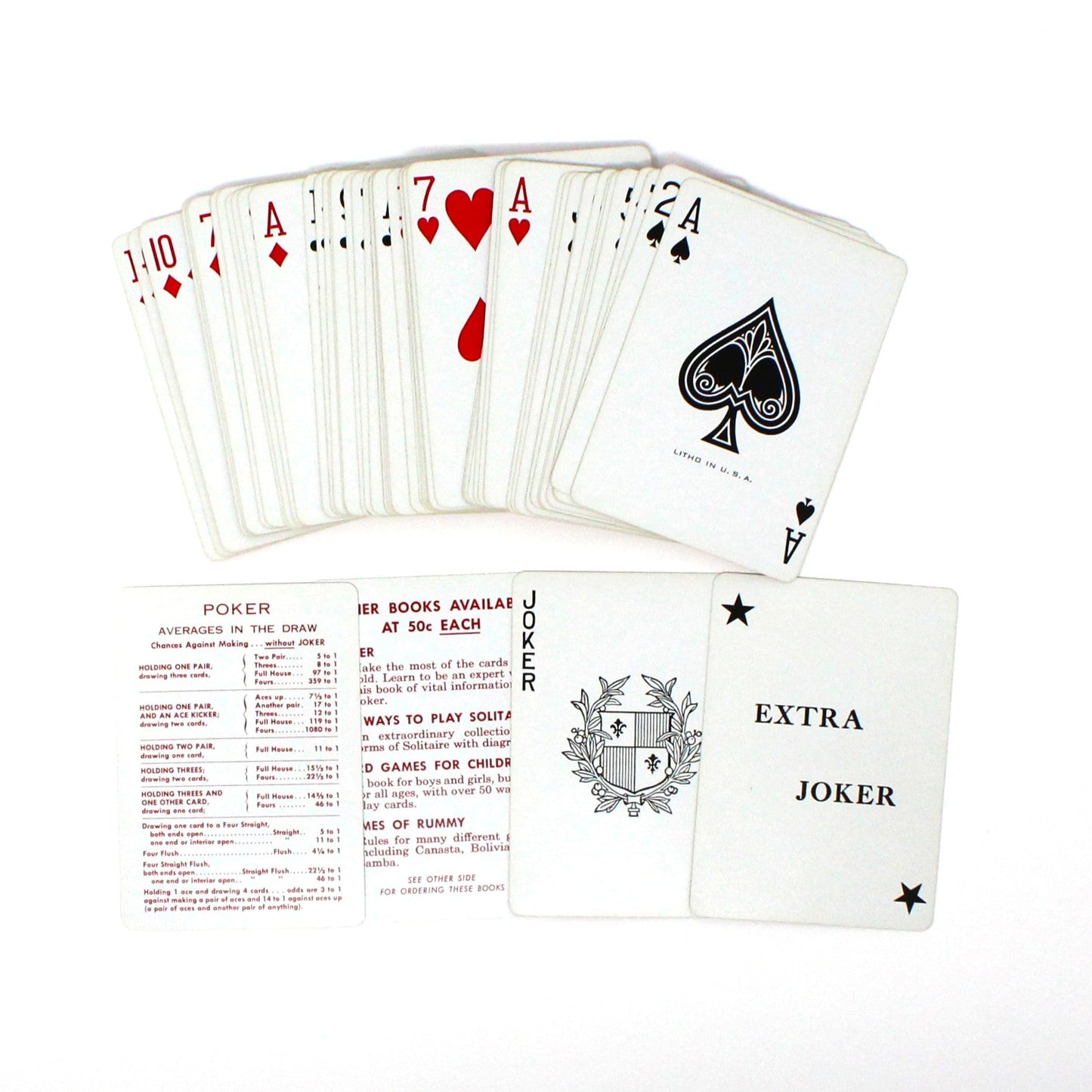 Playing Cards, US Army Special Services, Red Regular Deck, USPCC, Vintage