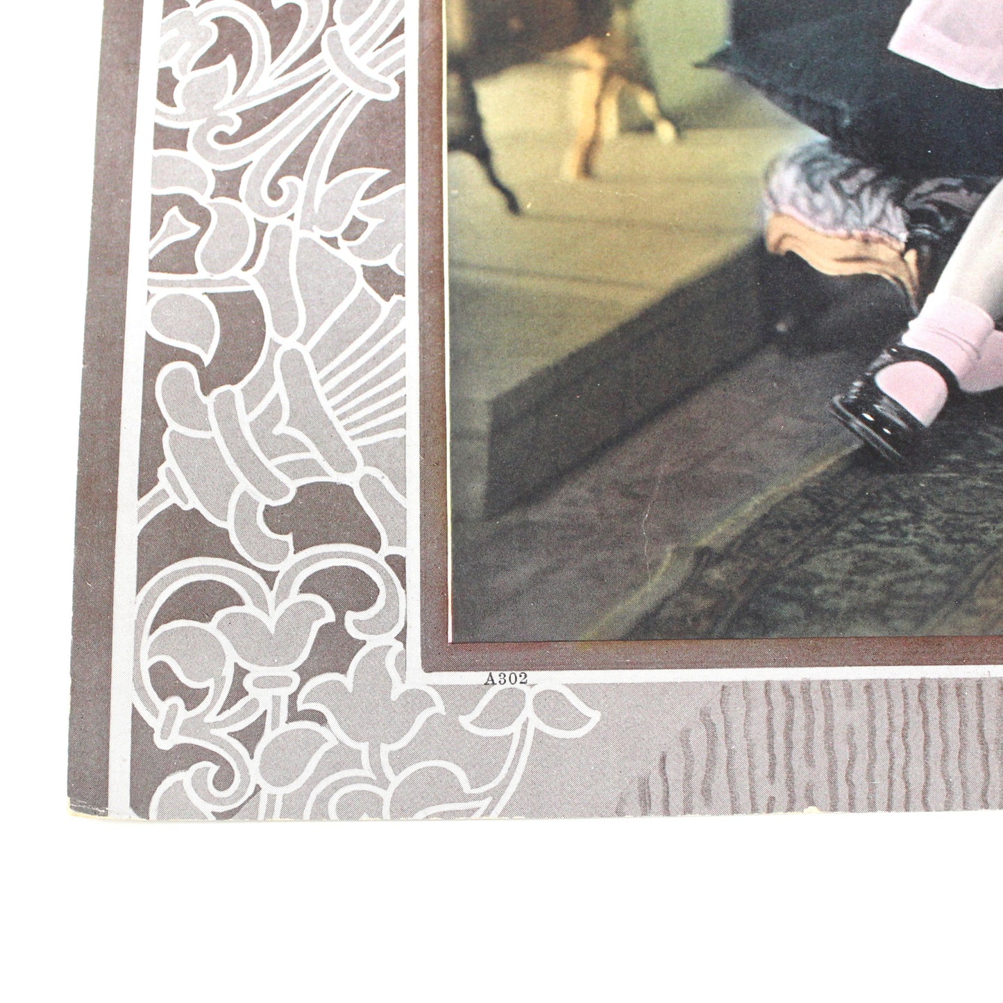Print, Hand Colored 1920's Photo Image, Titled "M is for Mother", Mother and Daughter Reading, Antique, 16"