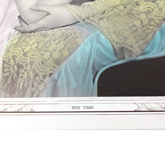 Print, Hand Colored 1920's Photo Image, Titled "Bed Time", Mother and Daughter Praying, Antique, 15"