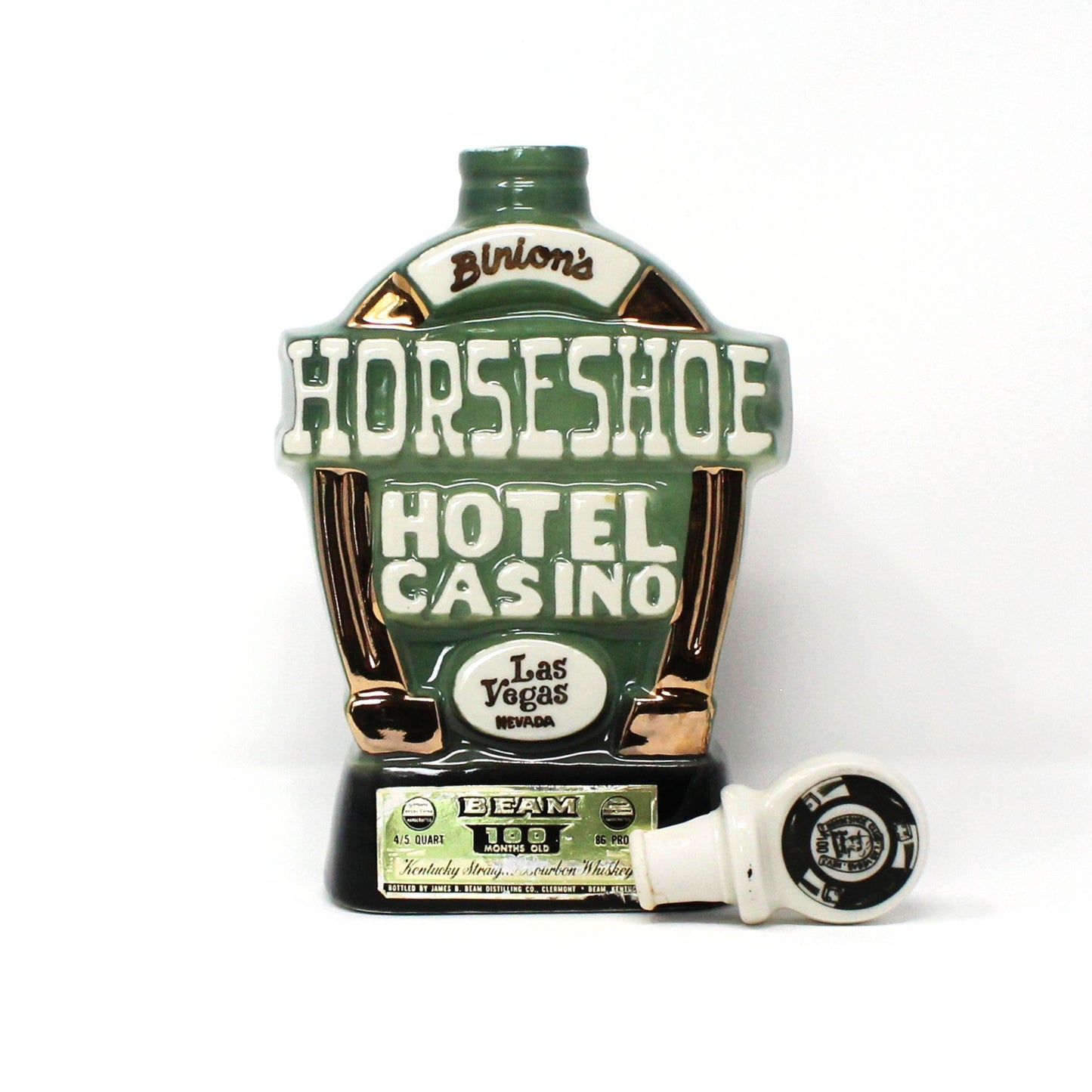Decanter with Stopper, Jim Beam, Binion's Horseshoe Hotel & Casino, Las Vegas, NV, Vintage 1970