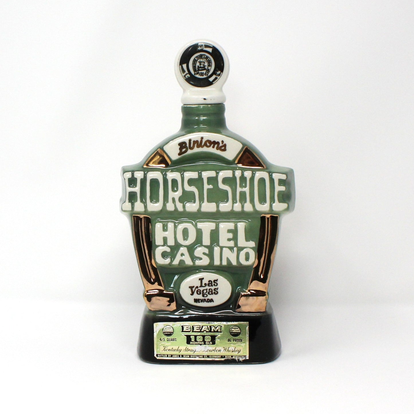 Decanter with Stopper, Jim Beam, Binion's Horseshoe Hotel & Casino, Las Vegas, NV, Vintage 1970