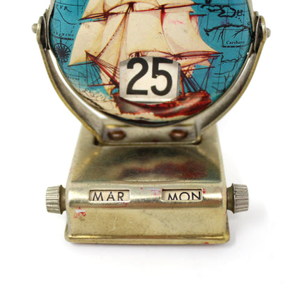 Calendar, Perpetual Flip Desk Calendar, Ship / Map, Japan, Vintage