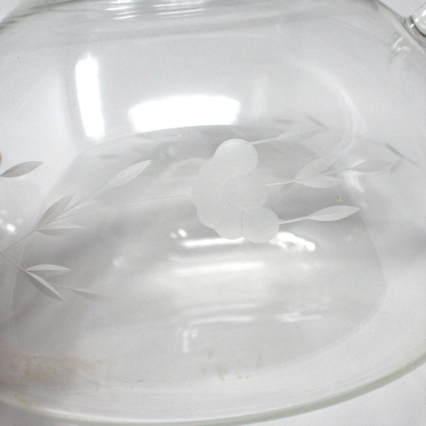 Teapot, Princess House, Heritage Pattern, Etched Floral, Clear Glass, Vintage