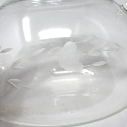 Teapot, Princess House, Heritage Pattern, Etched Floral, Clear Glass, Vintage