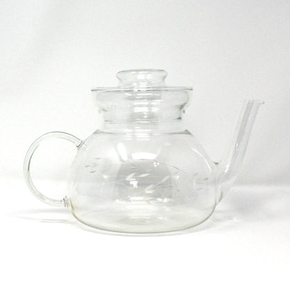 Teapot, Princess House, Heritage Pattern, Etched Floral, Clear Glass, Vintage