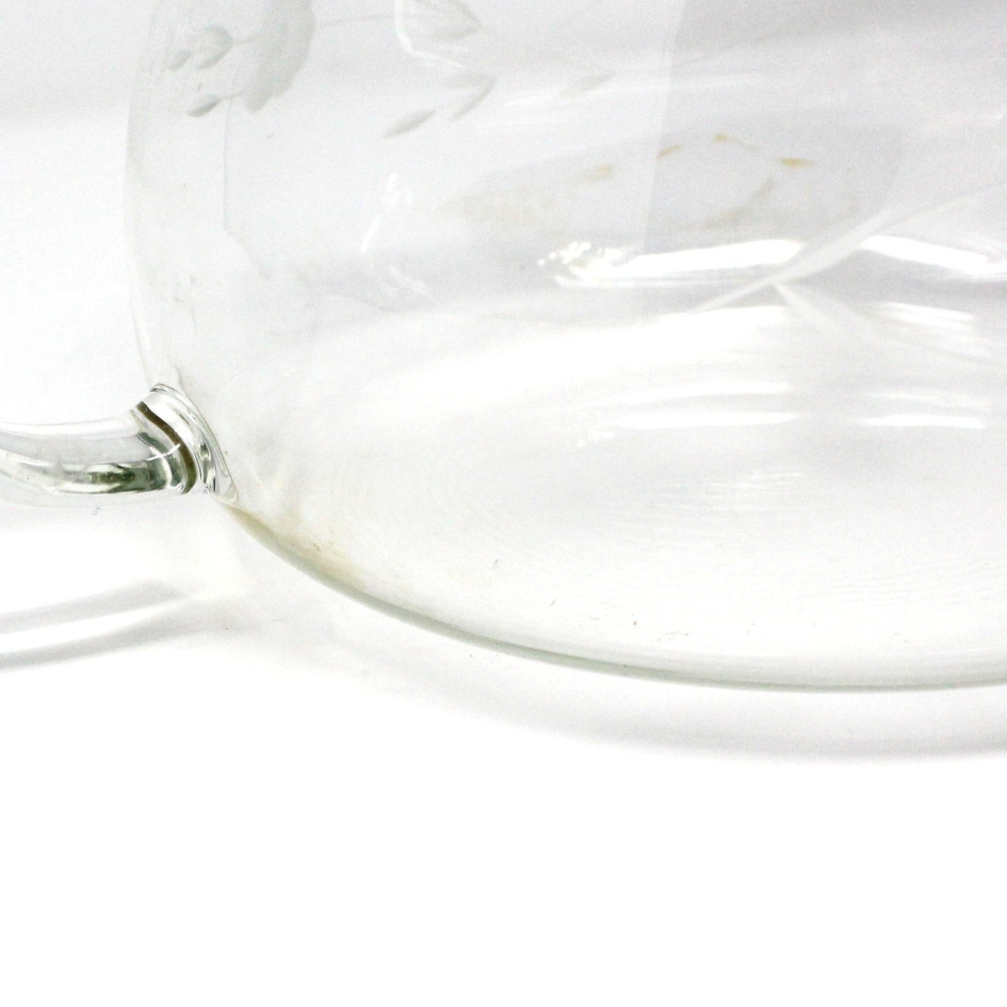 Teapot, Princess House, Heritage Pattern, Etched Floral, Clear Glass, Vintage