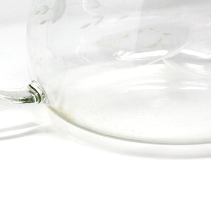 Teapot, Princess House, Heritage Pattern, Etched Floral, Clear Glass, Vintage