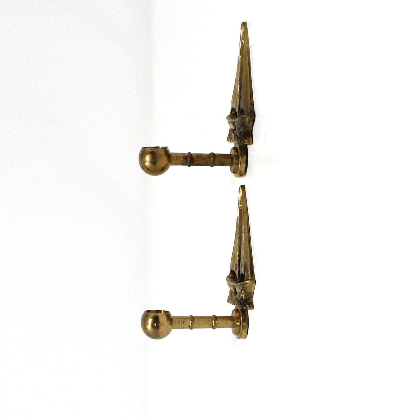 Hooks, Wall Hooks, Brass Sailboats, Set of 2, Ball End Hooks, Vintage
