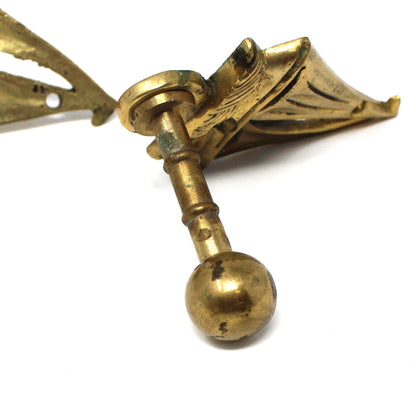 Hooks, Wall Hooks, Brass Sailboats, Set of 2, Ball End Hooks, Vintage