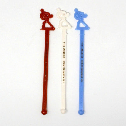 Cocktail Drink Stirrers - Swizzle Sticks / Spoons, Tennis Players, Hammondswood, Chestnut Hill, MA, Boxed Set of 12, Vintage
