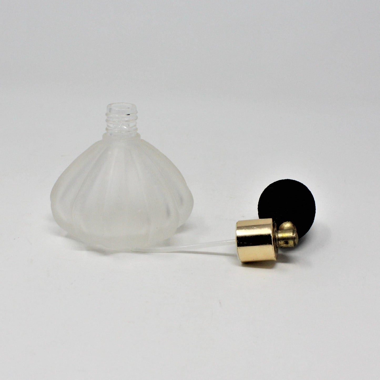 Perfume Bottle, Frosted Glass with Atomizer Bulb, Vintage