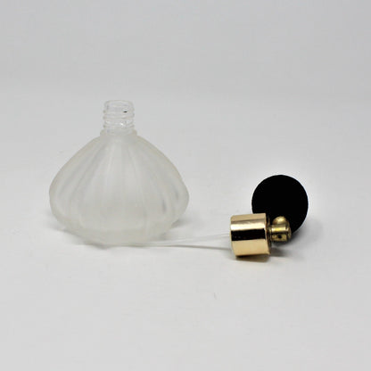 Perfume Bottle, Frosted Glass with Atomizer Bulb, Vintage