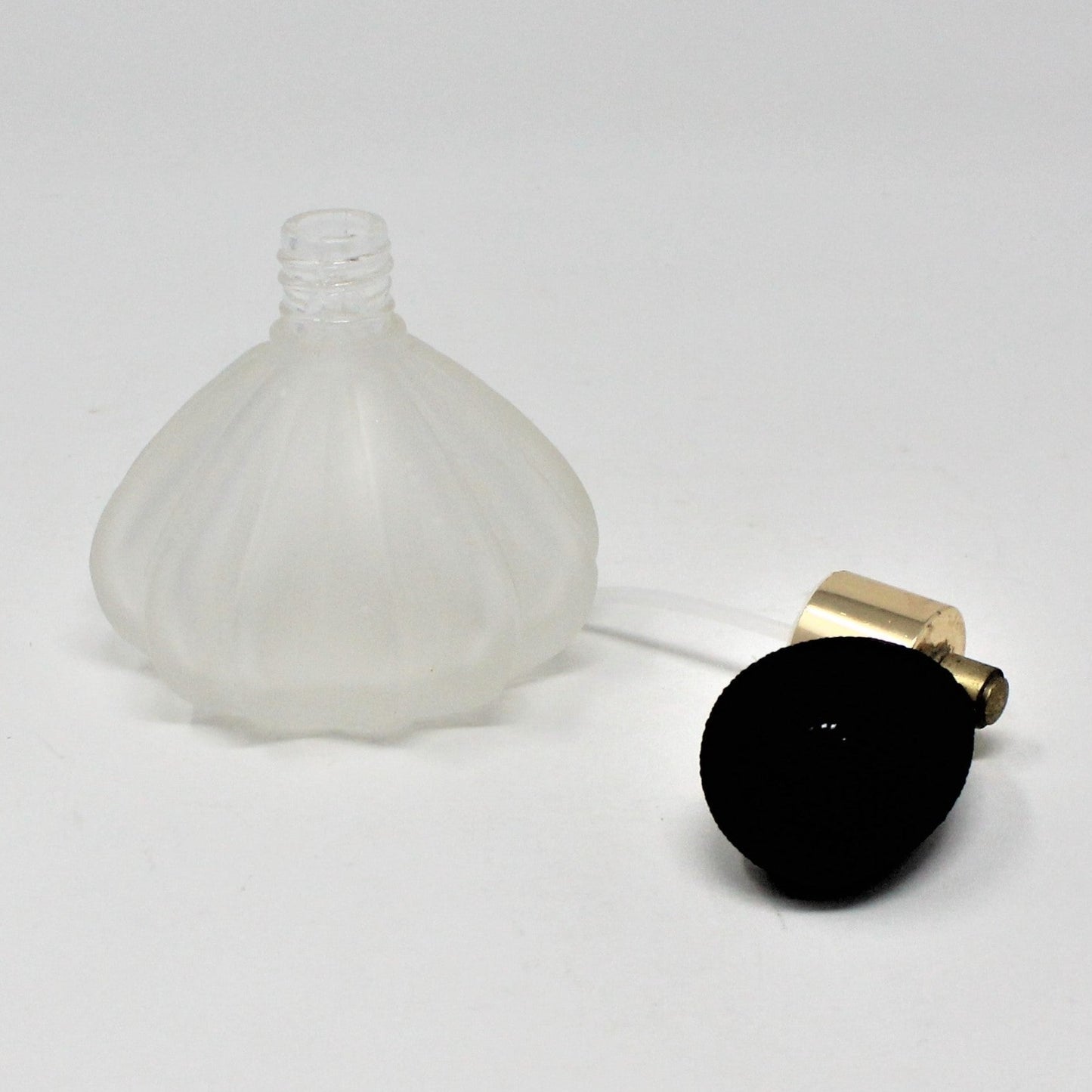 Perfume Bottle, Frosted Glass with Atomizer Bulb, Vintage