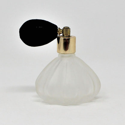 Perfume Bottle, Frosted Glass with Atomizer Bulb, Vintage