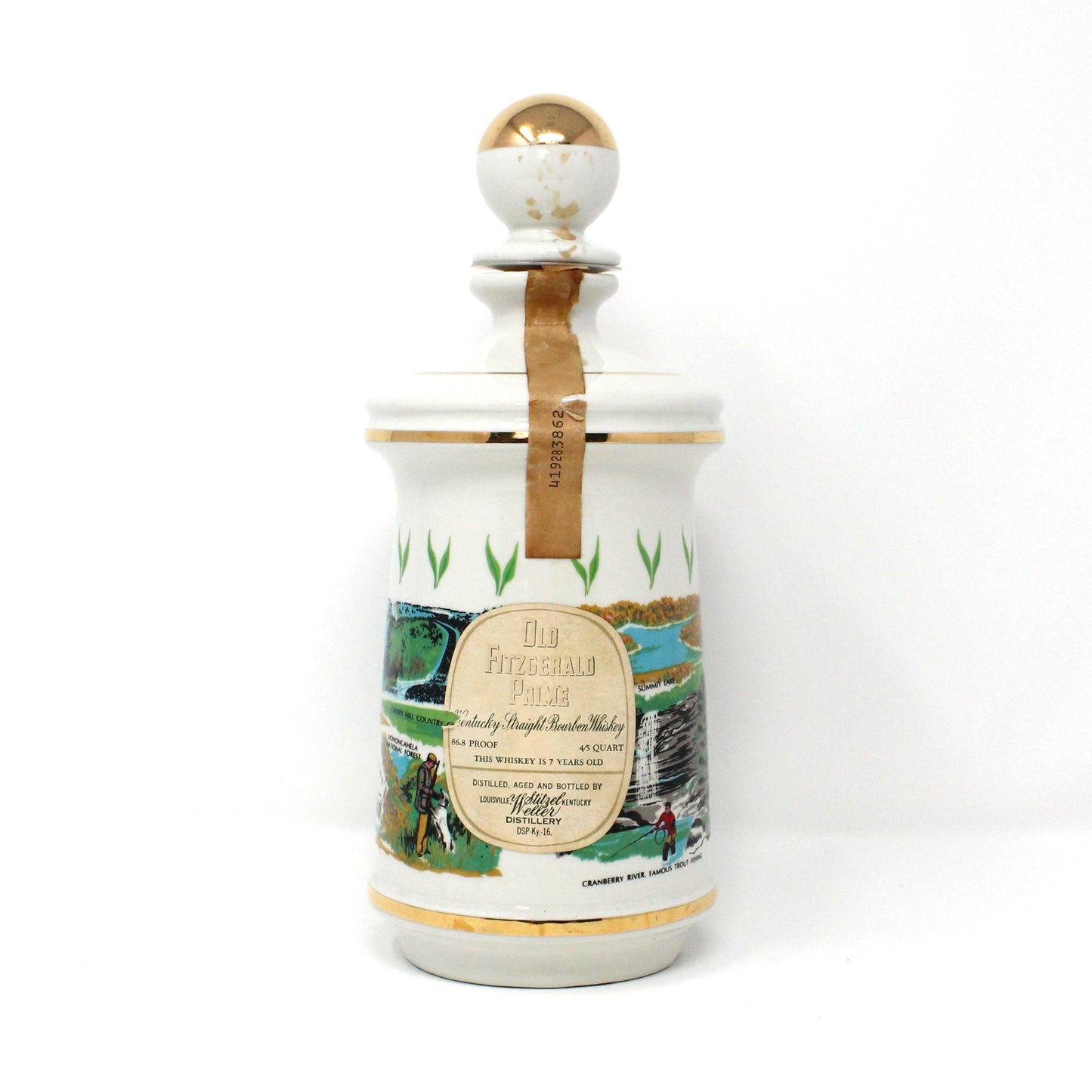 Decanter with Stopper, Old Fitzgerald, Golden Anniversary, City of Richwood West Virginia, 1921 - 1971, Vintage