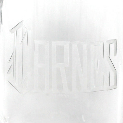 Beer Stein, Glass Mug with Pewter Lid, Carved "Carnes", Germany, Vintage