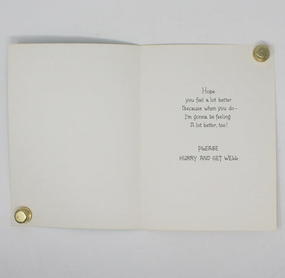Greeting Card / Get Well, Girl at Window Box, Unused with Envelope, Vintage