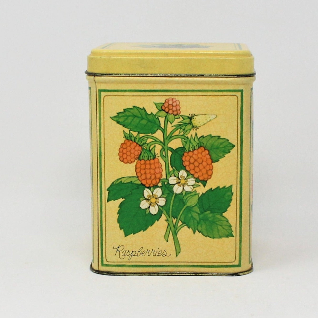 Gift Tin / Cookie Tin, Summer Berries Pattern, Hallmark, Square, Vintage