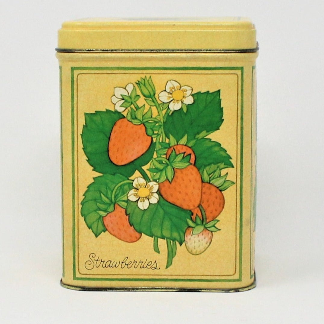 Gift Tin / Cookie Tin, Summer Berries Pattern, Hallmark, Square, Vintage