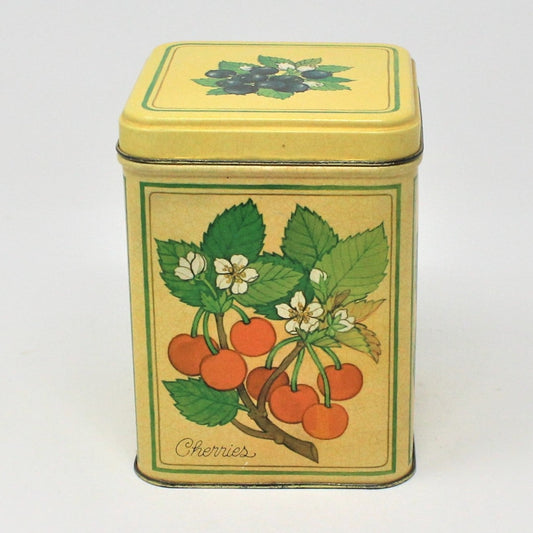 Gift Tin / Cookie Tin, Summer Berries Pattern, Hallmark, Square, Vintage