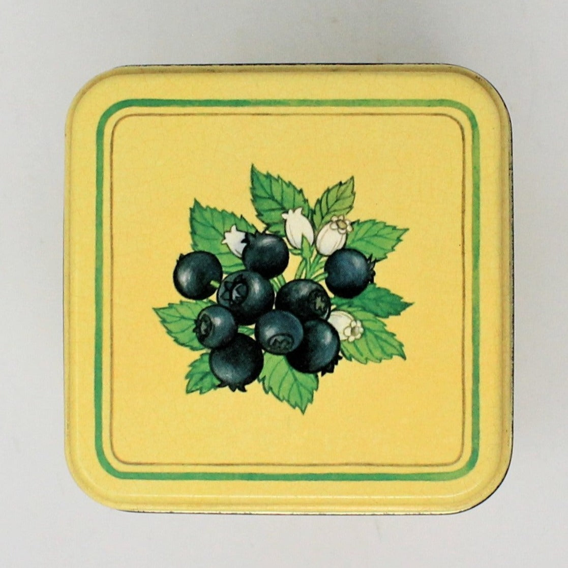 Gift Tin / Cookie Tin, Summer Berries Pattern, Hallmark, Square, Vintage