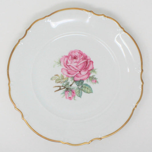 Dinner Plate, Hutschenreuther, The Dundee, Pink Rose, Bavaria, Germany, Vintage