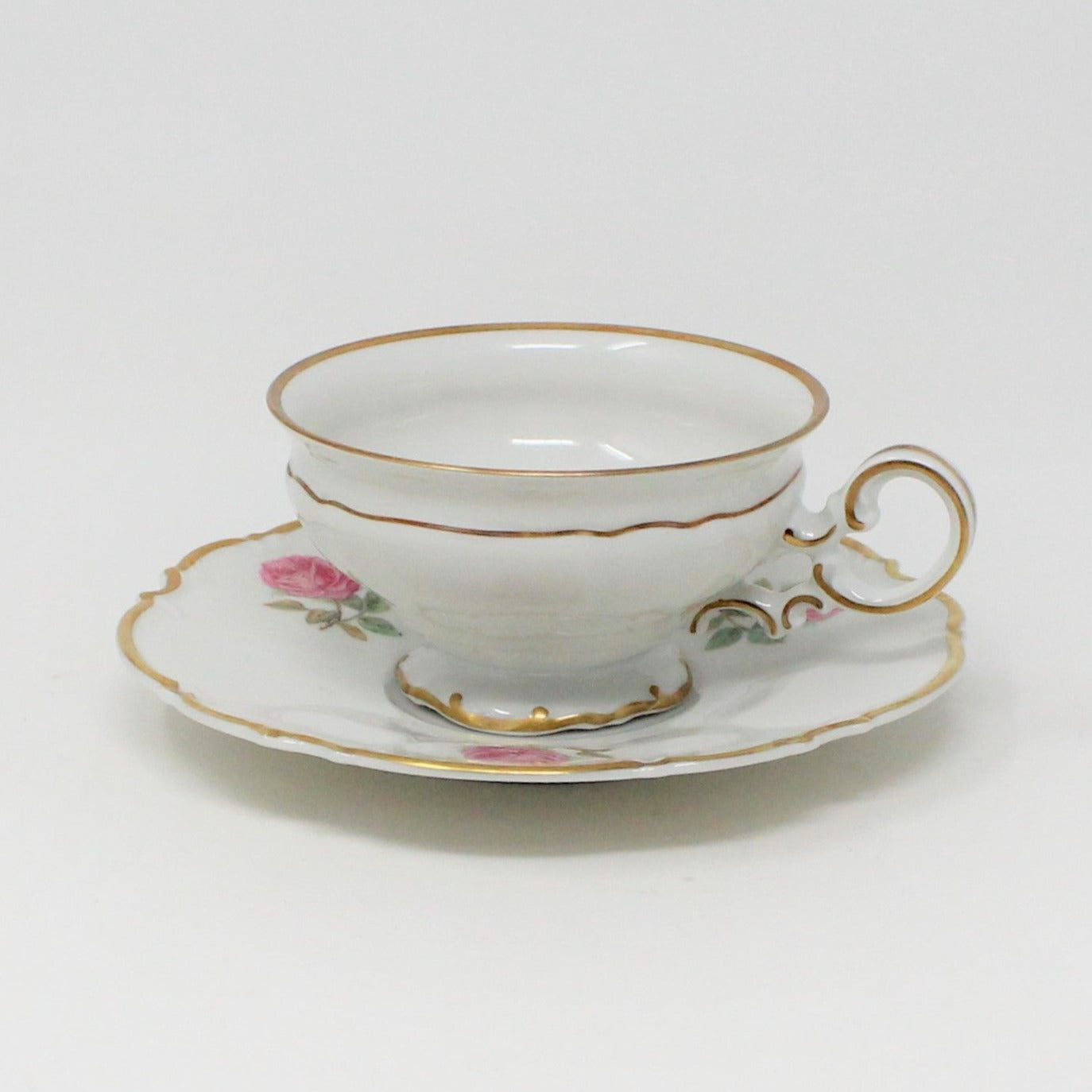 Teacup and Saucer, Hutschenreuther Selb LHS, The Dundee, Pink Rose, Bavaria, Germany, Vintage