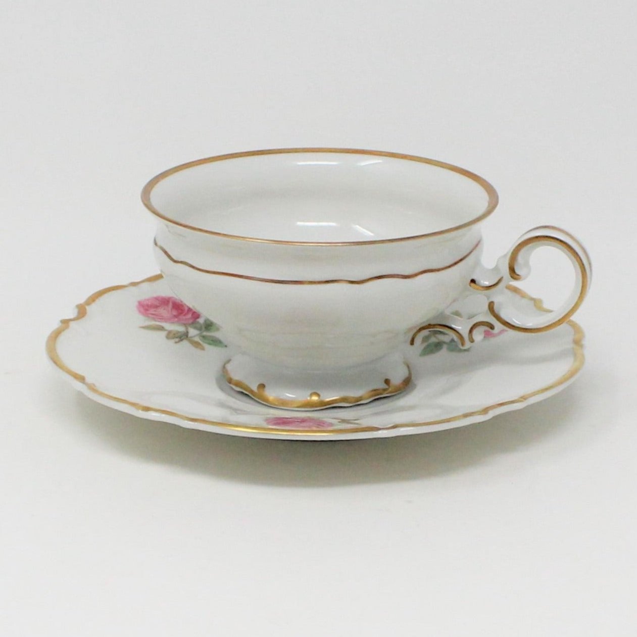 Teacup and Saucer, Hutschenreuther Selb LHS, The Dundee, Pink Rose, Bavaria, Germany, Vintage
