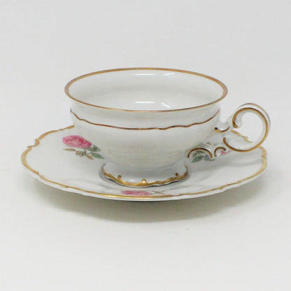 Teacup and Saucer, Hutschenreuther Selb LHS, The Dundee, Pink Rose, Bavaria, Germany, Vintage