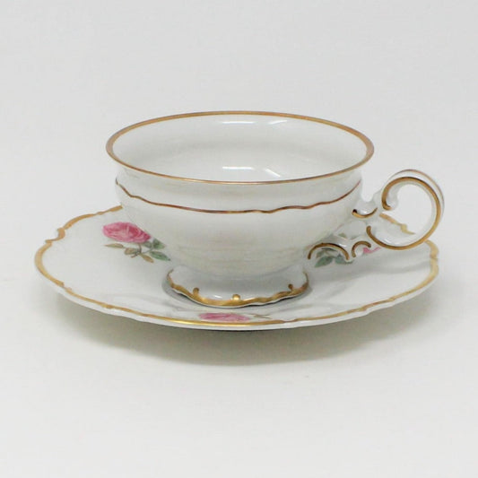 Teacup and Saucer, Hutschenreuther Selb LHS, The Dundee, Pink Rose, Bavaria, Germany, Vintage