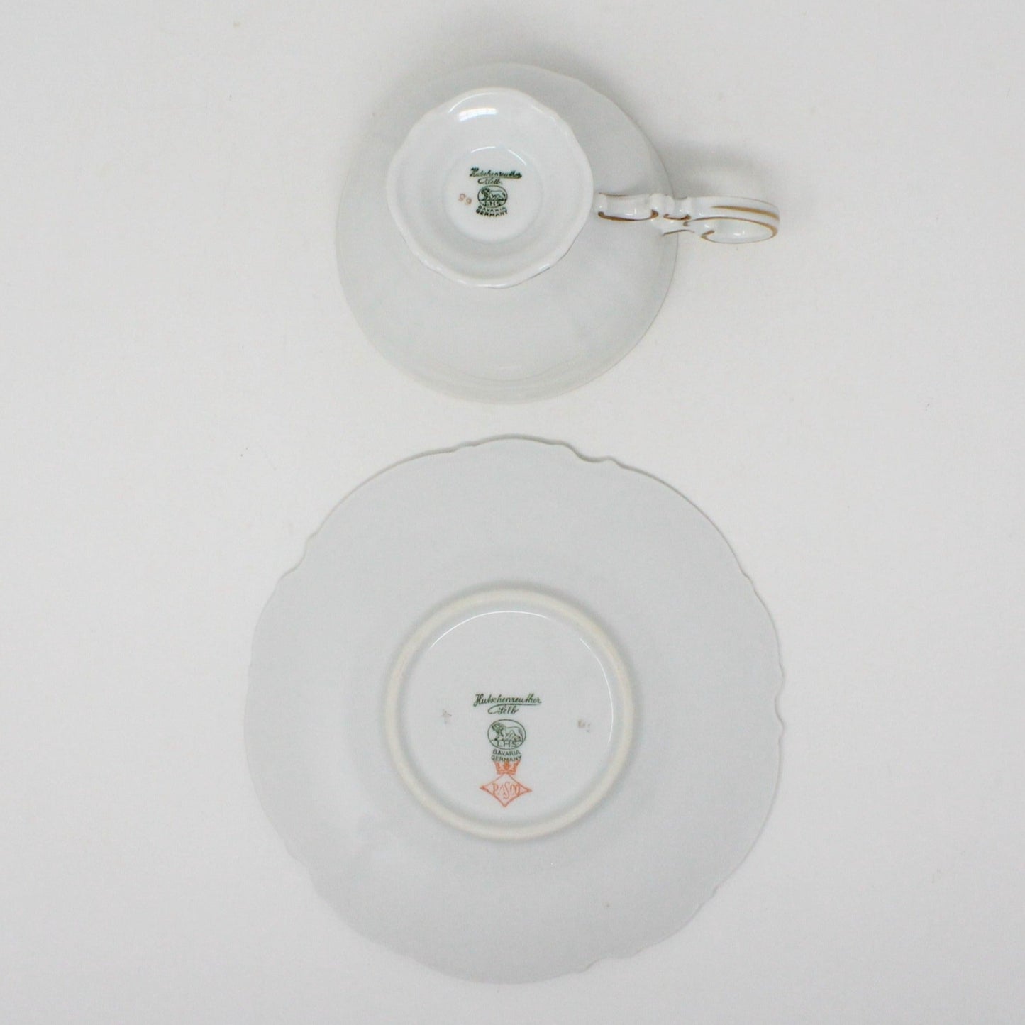 Teacup and Saucer, Hutschenreuther Selb LHS, The Dundee, Pink Rose, Bavaria, Germany, Vintage