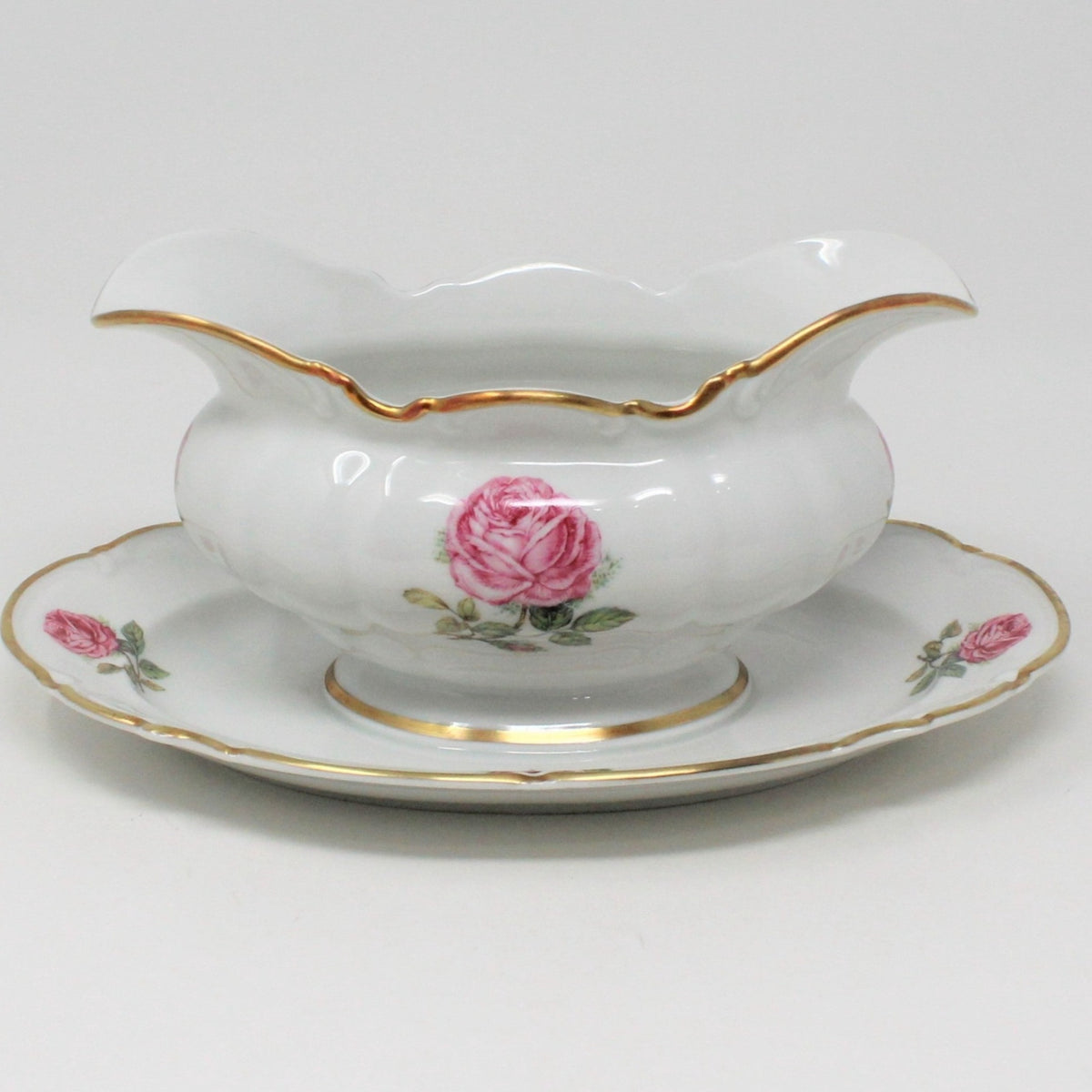 Gravy Boat / Saucière with Underplate, Hutschenreuther The Dundee Pink – Antigo Trunk