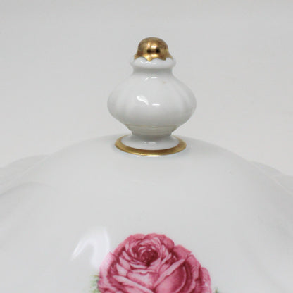 Covered Vegetable Bowl, Hutschenreuther, The Dundee, Pink Rose, Bavaria, Germany, Vintage