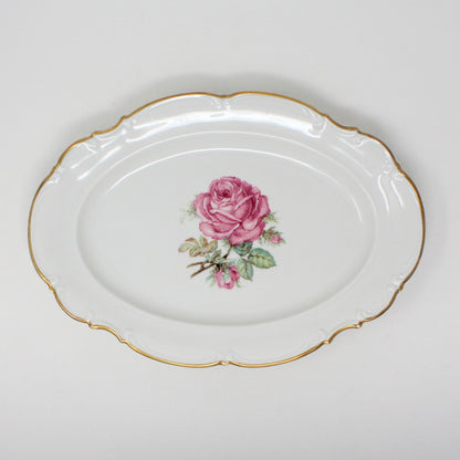 Serving Platter, Hutschenreuther, The Dundee, Pink Rose, Bavaria, Germany, Vintage 13"