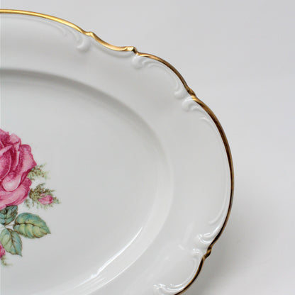 Serving Platter, Hutschenreuther, The Dundee, Pink Rose, Bavaria, Germany, Vintage 13"