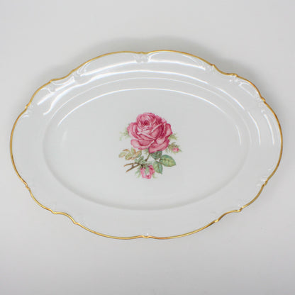 Serving Platter, Hutschenreuther, The Dundee, Pink Rose, Bavaria, Germany, Vintage 15"