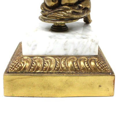 Bowl Pedestal Fruit Bowl, Cherub, Marble & Crystals, Hollywood Regency, Mid Century, Vintage, 12"