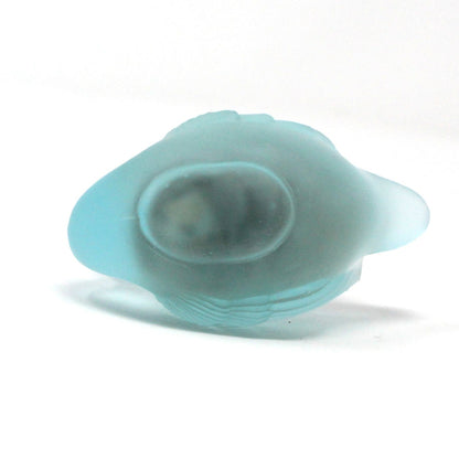 Candle Holder with Candle, Blue Swan Votive Holder, Frosted Glass, Vintage, 1980's