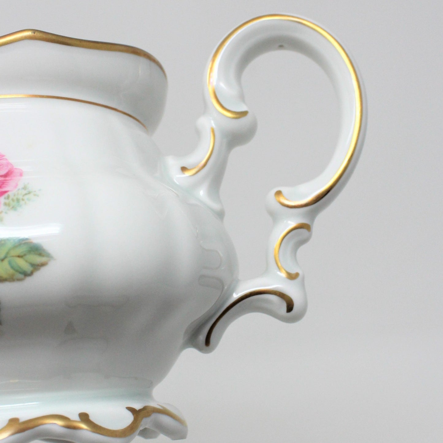 Creamer and Sugar with Lid, Hutschenreuther, The Dundee, Pink Rose, Bavaria, Germany, Vintage