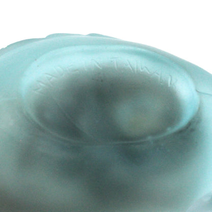 Candle Holder with Candle, Blue Swan Votive Holder, Frosted Glass, Vintage, 1980's