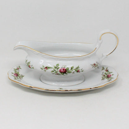 Gravy Boat / Saucière with Underplate, Johann Haviland, Moss Rose, Thailand, Vintage
