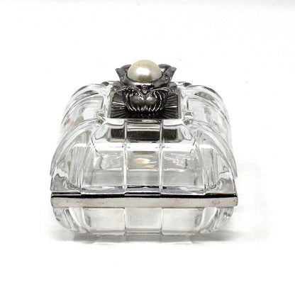 Trinket Box, Lenox, Lead Crystal Box, Silver & Pearl Accent, Vanity Ring Box, Germany, Vintage