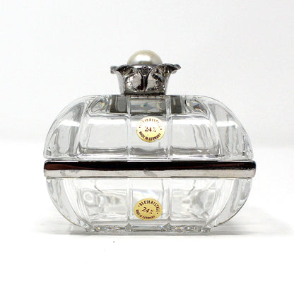Trinket Box, Lenox, Lead Crystal Box, Silver & Pearl Accent, Vanity Ring Box, Germany, Vintage