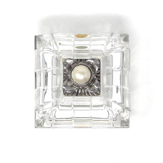 Trinket Box, Lenox, Lead Crystal Box, Silver & Pearl Accent, Vanity Ring Box, Germany, Vintage