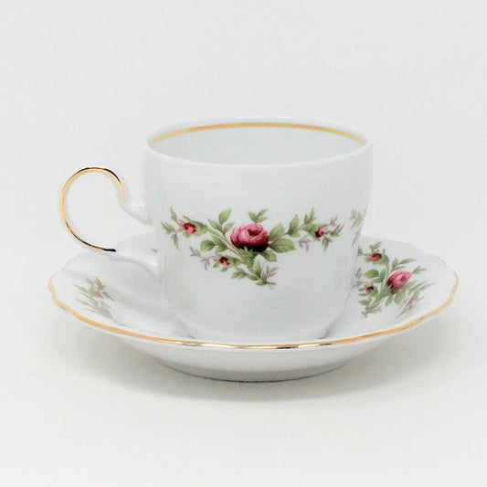 Teacup and Saucer, Johann Haviland, Moss Rose, Thailand, Vintage